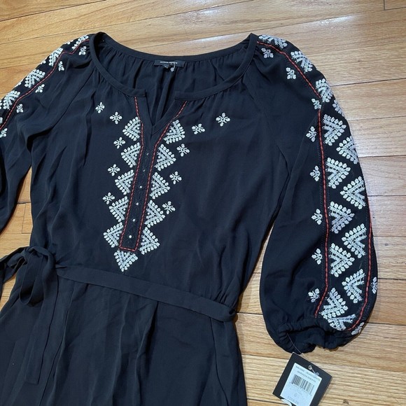 Nanette Lepore Mariachi Sheath Womens Boho Dress Size 6 Embroidered Black NEW - Picture 3 of 16